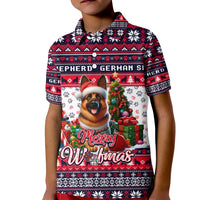 German Shepherd Merry Woofmas Kid Polo Shirt Christmas Dog Art Style - Wonder Print Shop