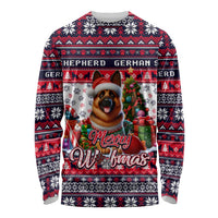 German Shepherd Merry Woofmas Long Sleeve Shirt Christmas Dog Art Style - Wonder Print Shop