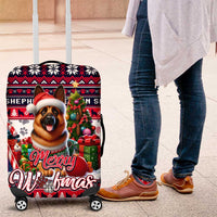 German Shepherd Merry Woofmas Luggage Cover Christmas Dog Art Style - Wonder Print Shop