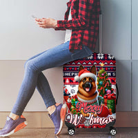 German Shepherd Merry Woofmas Luggage Cover Christmas Dog Art Style - Wonder Print Shop