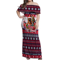 German Shepherd Merry Woofmas Off Shoulder Maxi Dress Christmas Dog Art Style - Wonder Print Shop