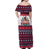 German Shepherd Merry Woofmas Off Shoulder Maxi Dress Christmas Dog Art Style - Wonder Print Shop