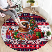 German Shepherd Merry Woofmas Round Carpet Christmas Dog Art Style