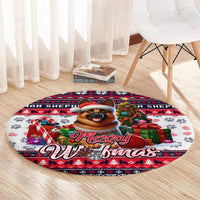 German Shepherd Merry Woofmas Round Carpet Christmas Dog Art Style
