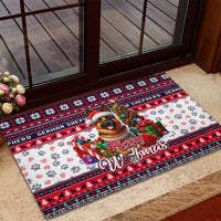 German Shepherd Merry Woofmas Rubber Doormat Christmas Dog Art Style - Wonder Print Shop