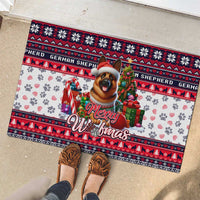 German Shepherd Merry Woofmas Rubber Doormat Christmas Dog Art Style - Wonder Print Shop