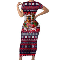 German Shepherd Merry Woofmas Short Sleeve Bodycon Dress Christmas Dog Art Style - Wonder Print Shop