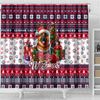 German Shepherd Merry Woofmas Shower Curtain Christmas Dog Art Style