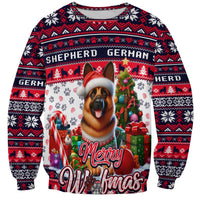 German Shepherd Merry Woofmas Sweatshirt Christmas Dog Art Style - Wonder Print Shop