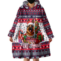 German Shepherd Merry Woofmas Wearable Blanket Hoodie Christmas Dog Art Style - Wonder Print Shop