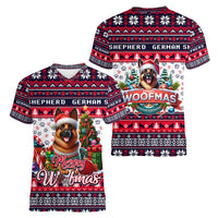 German Shepherd Merry Woofmas Women V-Neck T-Shirt Christmas Dog Art Style - Wonder Print Shop