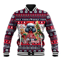 Poodle Merry Woofmas Baseball Jacket Christmas Dog Art Style - Wonder Print Shop