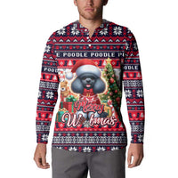 Poodle Merry Woofmas Button Sweatshirt Christmas Dog Art Style - Wonder Print Shop
