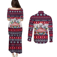 Poodle Merry Woofmas Couples Matching Puletasi and Long Sleeve Button Shirt Christmas Dog Art Style - Wonder Print Shop