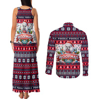 Poodle Merry Woofmas Couples Matching Tank Maxi Dress and Long Sleeve Button Shirt Christmas Dog Art Style - Wonder Print Shop
