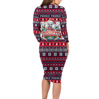 Poodle Merry Woofmas Family Matching Long Sleeve Bodycon Dress and Hawaiian Shirt Christmas Dog Art Style - Wonder Print Shop