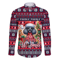 Poodle Merry Woofmas Family Matching Off Shoulder Maxi Dress and Hawaiian Shirt Christmas Dog Art Style - Wonder Print Shop