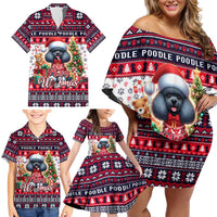 Poodle Merry Woofmas Family Matching Off Shoulder Short Dress and Hawaiian Shirt Christmas Dog Art Style - Wonder Print Shop