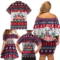 Poodle Merry Woofmas Family Matching Off Shoulder Short Dress and Hawaiian Shirt Christmas Dog Art Style - Wonder Print Shop