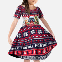 Poodle Merry Woofmas Kid Short Sleeve Dress Christmas Dog Art Style - Wonder Print Shop