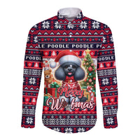 Poodle Merry Woofmas Long Sleeve Button Shirt Christmas Dog Art Style - Wonder Print Shop