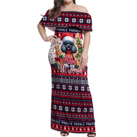 Poodle Merry Woofmas Off Shoulder Maxi Dress Christmas Dog Art Style - Wonder Print Shop