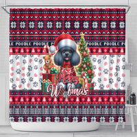 Poodle Merry Woofmas Shower Curtain Christmas Dog Art Style