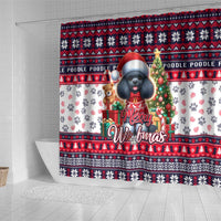 Poodle Merry Woofmas Shower Curtain Christmas Dog Art Style