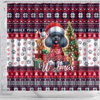 Poodle Merry Woofmas Shower Curtain Christmas Dog Art Style