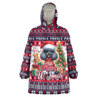 Poodle Merry Woofmas Wearable Blanket Hoodie Christmas Dog Art Style - Wonder Print Shop