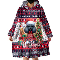 Poodle Merry Woofmas Wearable Blanket Hoodie Christmas Dog Art Style - Wonder Print Shop