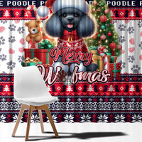Poodle Merry Woofmas Window Curtain Christmas Dog Art Style - Wonder Print Shop