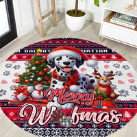 Dalmatian Merry Woofmas Round Carpet Christmas Dog Art Style
