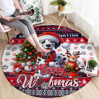 Dalmatian Merry Woofmas Round Carpet Christmas Dog Art Style
