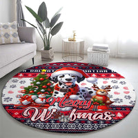 Dalmatian Merry Woofmas Round Carpet Christmas Dog Art Style