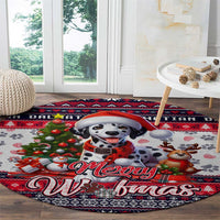 Dalmatian Merry Woofmas Round Carpet Christmas Dog Art Style