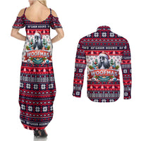 Afghan Hound Merry Woofmas Couples Matching Summer Maxi Dress and Long Sleeve Button Shirt Christmas Dog Art Style - Wonder Print Shop