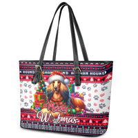 Afghan Hound Merry Woofmas Leather Tote Bag Christmas Dog Art Style - Wonder Print Shop