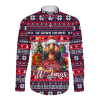 Afghan Hound Merry Woofmas Long Sleeve Button Shirt Christmas Dog Art Style - Wonder Print Shop