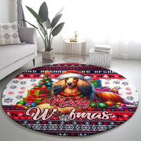 Afghan Hound Merry Woofmas Round Carpet Christmas Dog Art Style