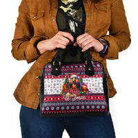 Afghan Hound Merry Woofmas Shoulder Handbag Christmas Dog Art Style