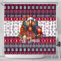 Afghan Hound Merry Woofmas Shower Curtain Christmas Dog Art Style