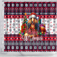 Afghan Hound Merry Woofmas Shower Curtain Christmas Dog Art Style