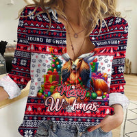 Afghan Hound Merry Woofmas Women Casual Shirt Christmas Dog Art Style - Wonder Print Shop