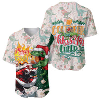 Cheer Santa Claus T-Rex Baseball Jersey Merry Beermas Christmas - Wonder Print Shop