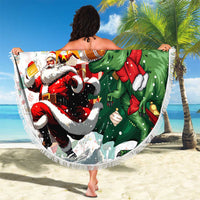 Cheer Santa Claus T-Rex Beach Blanket Merry Beermas Christmas - Wonder Print Shop