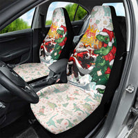 Cheer Santa Claus T-Rex Car Seat Cover Merry Beermas Christmas - Wonder Print Shop
