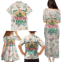 Cheer Santa Claus T-Rex Family Matching Puletasi and Hawaiian Shirt Merry Beermas Christmas - Wonder Print Shop