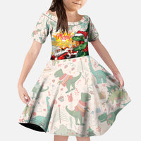 Cheer Santa Claus T-Rex Kid Short Sleeve Dress Merry Beermas Christmas - Wonder Print Shop