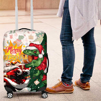 Cheer Santa Claus T-Rex Luggage Cover Merry Beermas Christmas - Wonder Print Shop